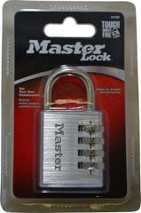 Master Lock - 1-9/16" Body Width, 7/8" Shackle Clearance, Aluminum Chrome Plated Combination Lock - 1/4" Shackle Diam, 1" Shackle Width - Makers Industrial Supply