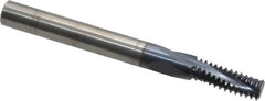 Accupro - M8x1.25 Metric Coarse, 0.235" Cutting Diam, 3 Flute, Solid Carbide Helical Flute Thread Mill - Internal Thread, 5/8" LOC, 2-1/2" OAL, 1/4" Shank Diam - Makers Industrial Supply