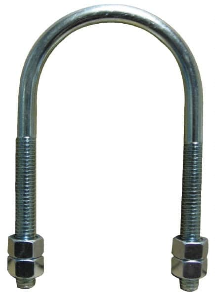 Empire - 7/8-9 UNC, 13-3/4" Long, Round U Bolt Clamp with No Mount Plate for 12" Pipe - 4-1/4" Thread Length, 9-5/8" Wide, Steel - Makers Industrial Supply