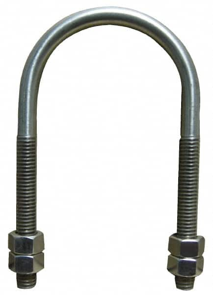 Empire - 7/8-9 UNC, 13-3/4" Long, Round U Bolt Clamp with No Mount Plate for 12" Pipe - 4-1/4" Thread Length, 9-5/8" Wide, Grade 304 Stainless Steel - Makers Industrial Supply