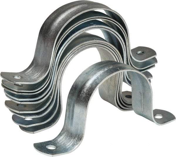 Empire - 2 Pipe, Carbon Steel, Galvanized Pipe, Conduit or Tube Strap - 2 Mounting Holes - Makers Industrial Supply