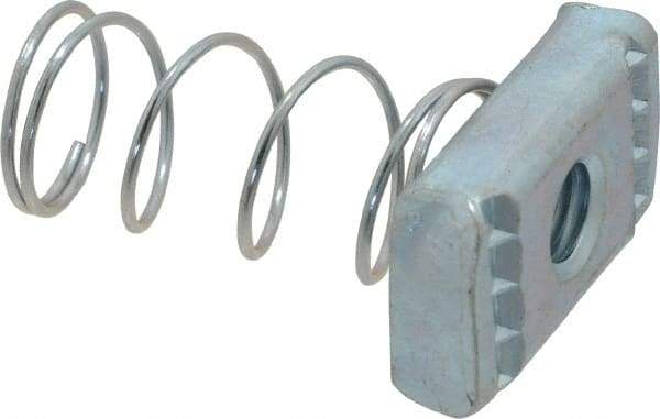 Empire - 3/8" Rod, Electro Galvanized Carbon Steel Spring Strut Nut - Used for Attaching Hanger Rod or Other Accessories to Strut - Makers Industrial Supply