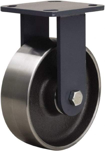 Hamilton - 6" Diam x 2" Wide x 7-1/2" OAH Top Plate Mount Rigid Caster - Forged Steel, 2,000 Lb Capacity, Tapered Roller Bearing, 4 x 4-1/2" Plate - Makers Industrial Supply