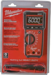 Milwaukee Tool - 2217-20, CAT III, 600 VAC/VDC, Digital True RMS Auto Ranging Multimeter - 40 mOhm, Measures Voltage, Capacitance, Current, Frequency, Resistance, Temperature - Makers Industrial Supply