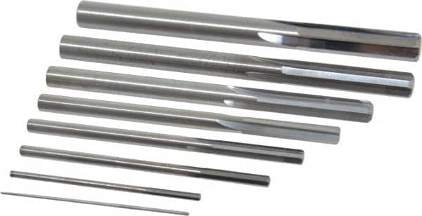 Value Collection - 1/32" to 1/4", Chucking Reamer Set - Straight Flute, Right Hand Cut, 8 Pieces - Makers Industrial Supply