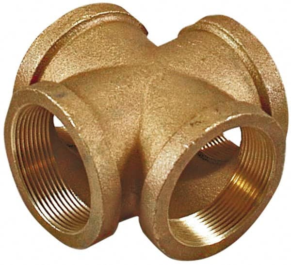 Merit Brass - Class 125, 1-1/2" Internal Pipe, Lead Free Brass Cross - FNPT - Makers Industrial Supply