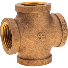 Merit Brass - Class 125, 1" Internal Pipe, Brass Cross - All FNPT - Makers Industrial Supply