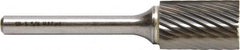 M.A. Ford - 2.4mm Cut Diam, 3mm Shank Diam, Cylinder with End Cut Head Double Cut Burr - Carbide, End Cut End, 11.1mm LOC, 38mm OAL - Makers Industrial Supply