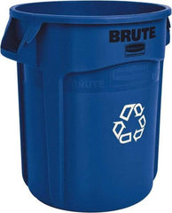 Rubbermaid - 32 Gal Blue Round Recycling Container - Polyethylene, 27-1/4" High - Makers Industrial Supply