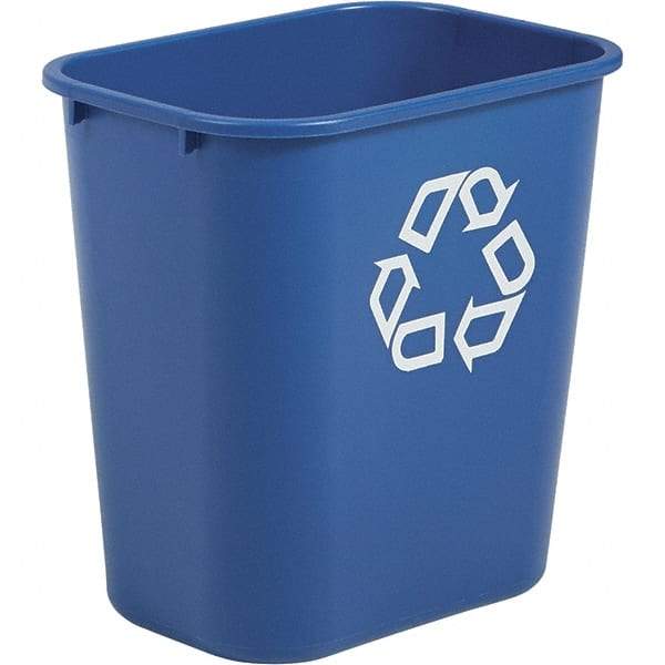 Rubbermaid - 14 Qt Blue Rectangle Recycling Container - Polyethylene, 12-1/8" High x 11.38" Long x 8-1/4" Wide - Makers Industrial Supply