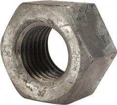 Value Collection - 1-3/8 - 6 UNC Steel Right Hand Heavy Hex Nut - 2-3/16" Across Flats, 1-11/32" High, Hot Dipped Galvanized Finish - Makers Industrial Supply