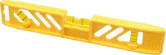 Empire Level - 9" Long 3 Vial Torpedo Level - Polycast, Yellow, 1 45°, 1 Level & 1 Plumb Vials - Makers Industrial Supply