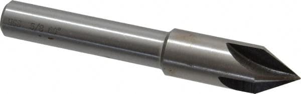 Interstate - 5/8" Head Diam, 1/2" Shank Diam, 4 Flute 60° High Speed Steel Countersink - Bright Finish, 4" OAL, Single End, Straight Shank, Right Hand Cut - Makers Industrial Supply