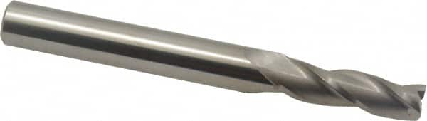 Accupro - 0.5° Taper Angle per Side, 3/8" Small End Diam, 1-1/4" LOC, Solid Carbide 3 Flute Tapered Square End Mill - 3-1/2" OAL, 1/2" Shank Diam, Spiral Flute - Makers Industrial Supply