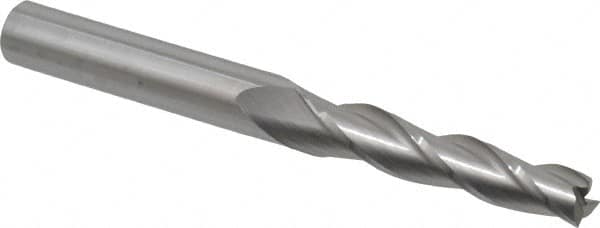 Accupro - 1° Taper Angle per Side, 1/4" Small End Diam, 1-1/4" LOC, Solid Carbide 3 Flute Tapered Square End Mill - 3" OAL, 3/8" Shank Diam, Spiral Flute - Makers Industrial Supply