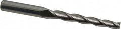 Accupro - 1° Taper Angle per Side, 1/4" Small End Diam, 2-1/4" LOC, Solid Carbide 3 Flute Tapered Square End Mill - 4-1/2" OAL, 3/8" Shank Diam, Spiral Flute - Makers Industrial Supply