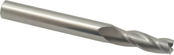 Accupro - 1° Taper Angle per Side, 3/8" Small End Diam, 1-1/4" LOC, Solid Carbide 3 Flute Tapered Square End Mill - 3-1/2" OAL, 7/16" Shank Diam, Spiral Flute - Makers Industrial Supply