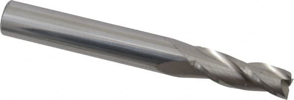 Accupro - 1.5° Taper Angle per Side, 1/4" Small End Diam, 3/4" LOC, Solid Carbide 3 Flute Tapered Square End Mill - 2-1/2" OAL, 5/16" Shank Diam - Makers Industrial Supply