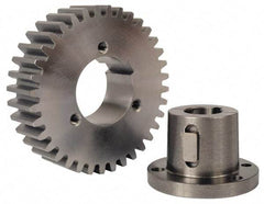 Browning - 6 Pitch, 4" Pitch Diam, 4.333" OD, 24 Tooth Bushed Spur Gear - 1-1/2" Face Width, 3" Hub Diam, 14.5° Pressure Angle, Steel - Makers Industrial Supply