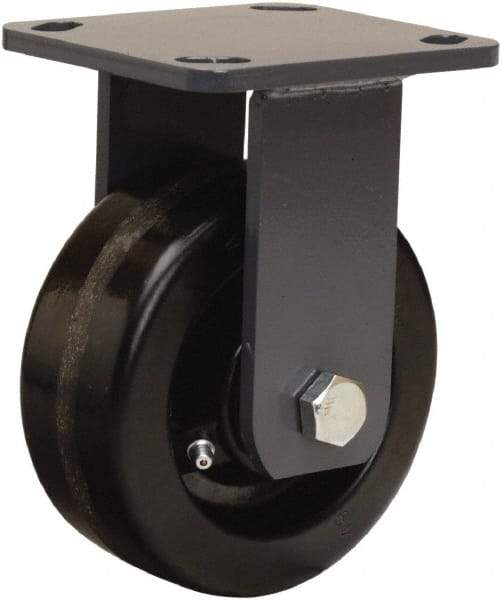 Hamilton - 5" Diam x 2" Wide x 6-1/2" OAH Top Plate Mount Rigid Caster - Phenolic, 1,000 Lb Capacity, Straight Roller Bearing, 4 x 4-1/2" Plate - Makers Industrial Supply