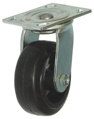 Value Collection - 5" Diam x 2" Wide, Hard Rubber Swivel Caster - 675 Lb Capacity, Top Plate Mount, 4" x 4-1/2" Plate, Delrin Bearing - Makers Industrial Supply