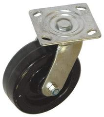 Value Collection - 4" Diam x 2" Wide x 5-5/8" OAH Top Plate Mount Swivel Caster - Phenolic, 1,000 Lb Capacity, Roller Bearing, 4 x 4-1/2" Plate - Makers Industrial Supply