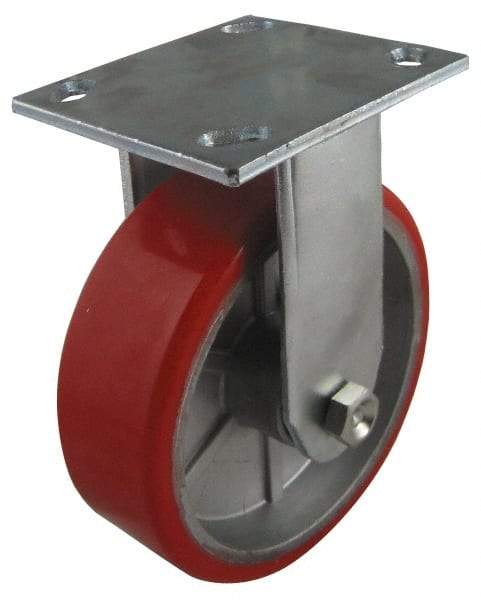 Value Collection - 3" Diam x 2" Wide x 4-1/2" OAH Top Plate Mount Rigid Caster - Polyurethane, 540 Lb Capacity, Roller Bearing, 4 x 4-1/2" Plate - Makers Industrial Supply