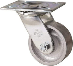 Value Collection - 4" Diam x 1-1/2" Wide x 5" OAH Top Plate Mount Swivel Caster - Semi-Steel, 400 Lb Capacity, Plain Bearing, 4 x 5" Plate - Makers Industrial Supply