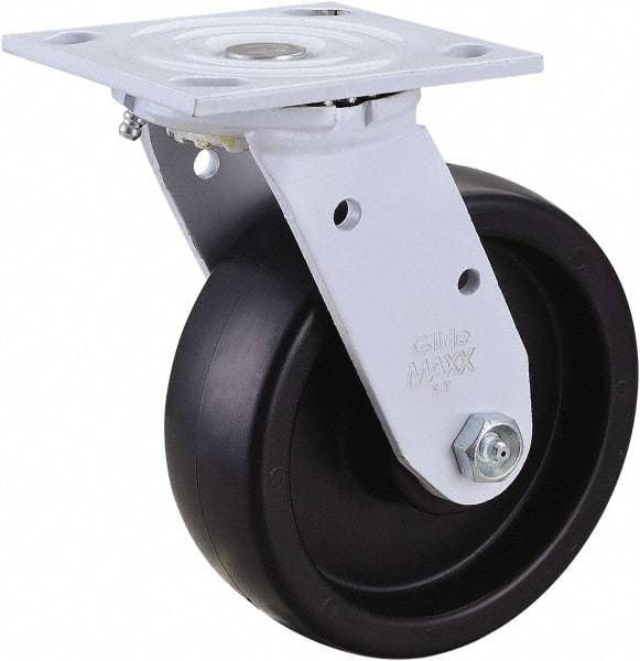 Value Collection - 6" Diam x 2" Wide, Polyolefin Swivel Caster - 650 Lb Capacity, Top Plate Mount, 4" x 4-1/2" Plate, Plain Bearing - Makers Industrial Supply