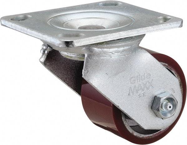 Value Collection - 3" Diam x 2" Wide x 4-1/2" OAH Top Plate Mount Swivel Caster - Polyurethane, 540 Lb Capacity, Roller Bearing, 4 x 4-1/2" Plate - Makers Industrial Supply