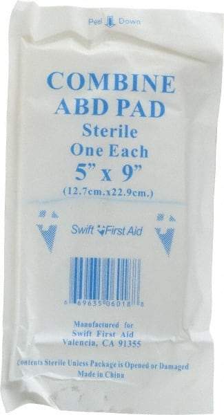 North - 9" Long x 5" Wide, General Purpose Pad - White, Sterile, Gauze Bandage - Makers Industrial Supply