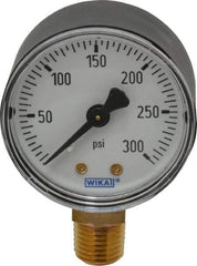 Wika - 2" Dial, 1/4 Thread, 0-300 Scale Range, Pressure Gauge - Lower Connection Mount, Accurate to 3-2-3% of Scale - Makers Industrial Supply