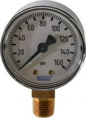 Wika - 2" Dial, 1/4 Thread, 0-160 Scale Range, Pressure Gauge - Lower Connection Mount, Accurate to 3-2-3% of Scale - Makers Industrial Supply