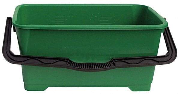 Unger - 6 Gal, Plastic Rectangular Green Bucket/Pail - Handle Included - Makers Industrial Supply