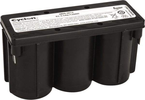 Mule - Pure Lead, Quick-Disconnect Tab Terminal, 6 Volt, 5 Amp, Lead Rechargeable Battery - 1/4" Tab Width x 0.032" Tab Thickness, 12.11" Wide x 3.05" High x 5.47" Deep - Makers Industrial Supply