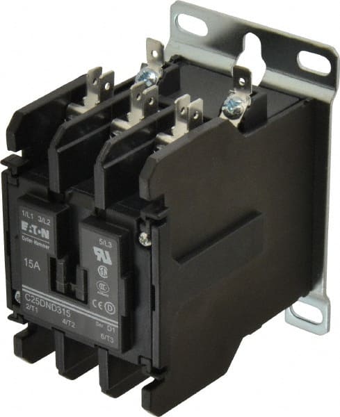 Eaton Cutler-Hammer - 3 Pole, 15 Amp Inductive Load, 110 to 120 Coil VAC at 50/60 Hz, Nonreversible Definite Purpose Contactor - Exact Industrial Supply