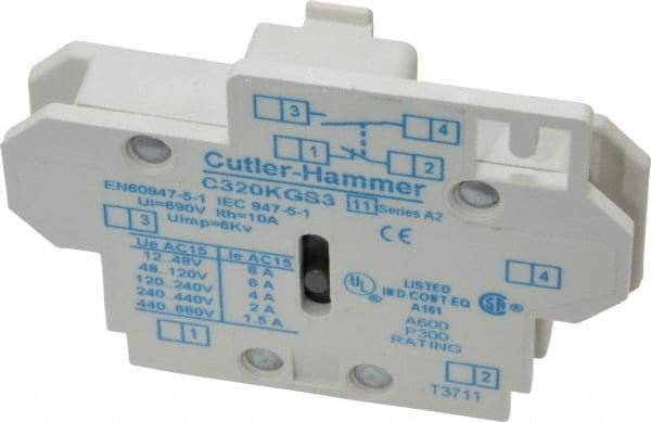 Eaton Cutler-Hammer - Starter Auxiliary Contact - For Use with 10-60A Contactors - Makers Industrial Supply