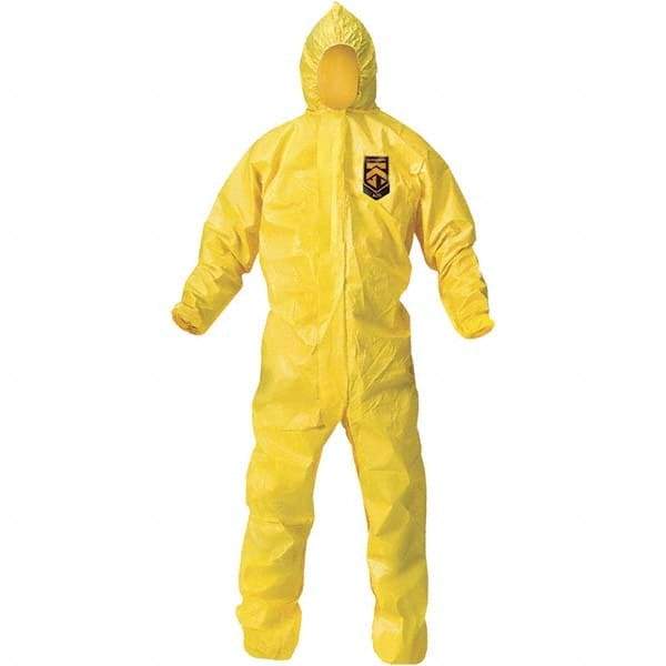 KleenGuard - Size 2XL PE Film Chemical Resistant Coveralls - Yellow, Zipper Closure, Elastic Cuffs, Elastic Ankles, Bound Seams - Makers Industrial Supply