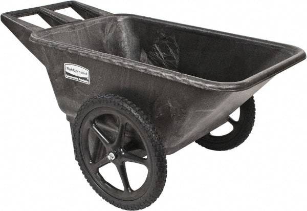 Rubbermaid - 7.5 Cu Ft, 300 Lb Capacity Wheelbarrow with 20" Radial Wheel - Plastic Handle, 58" Long x 32-3/4" Wide x 28-1/4" High, Black - Makers Industrial Supply