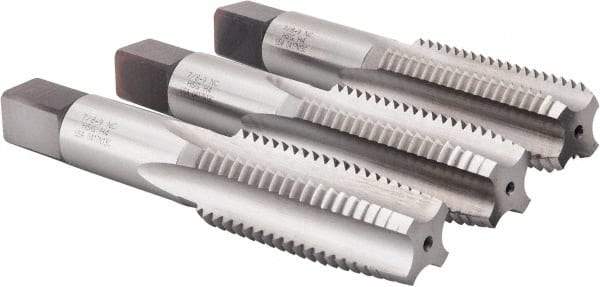 Hertel - 7/8-9 UNC, 4 Flute, Bottoming, Plug & Taper, Bright Finish, High Speed Steel Tap Set - 4-11/16" OAL, 2B/3B Class of Fit - Makers Industrial Supply