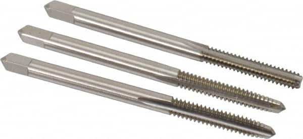 Hertel - #6-32 UNC, 3 Flute, Bottoming, Plug & Taper, Bright Finish, High Speed Steel Tap Set - 2" OAL, 2B/3B Class of Fit - Makers Industrial Supply