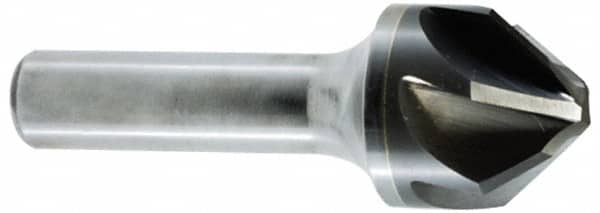 Hertel - 1/4" Head Diam, 1/4" Shank Diam, 6 Flute 60° Solid Carbide Countersink - Bright Finish, 2" OAL, Single End, Straight Shank, Right Hand Cut - Makers Industrial Supply