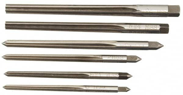 Alvord Polk - #0 to #5 Pin, 0.1287 to 0.2409" Diam, 0.1287 to 0.2409" Small End, Straight Shank, Taper Pin Reamer Set - Makers Industrial Supply