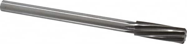 Made in USA - 23/32" High Speed Steel 8 Flute Chucking Reamer - Spiral Flute, 0.5615" Straight Shank, 2-1/4" Flute Length, 9" OAL - Makers Industrial Supply