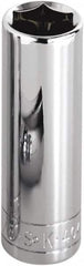 SK - 13/16", 3/8" Drive, Deep Hand Socket - 12 Points, Steel, Chrome Finish - Makers Industrial Supply