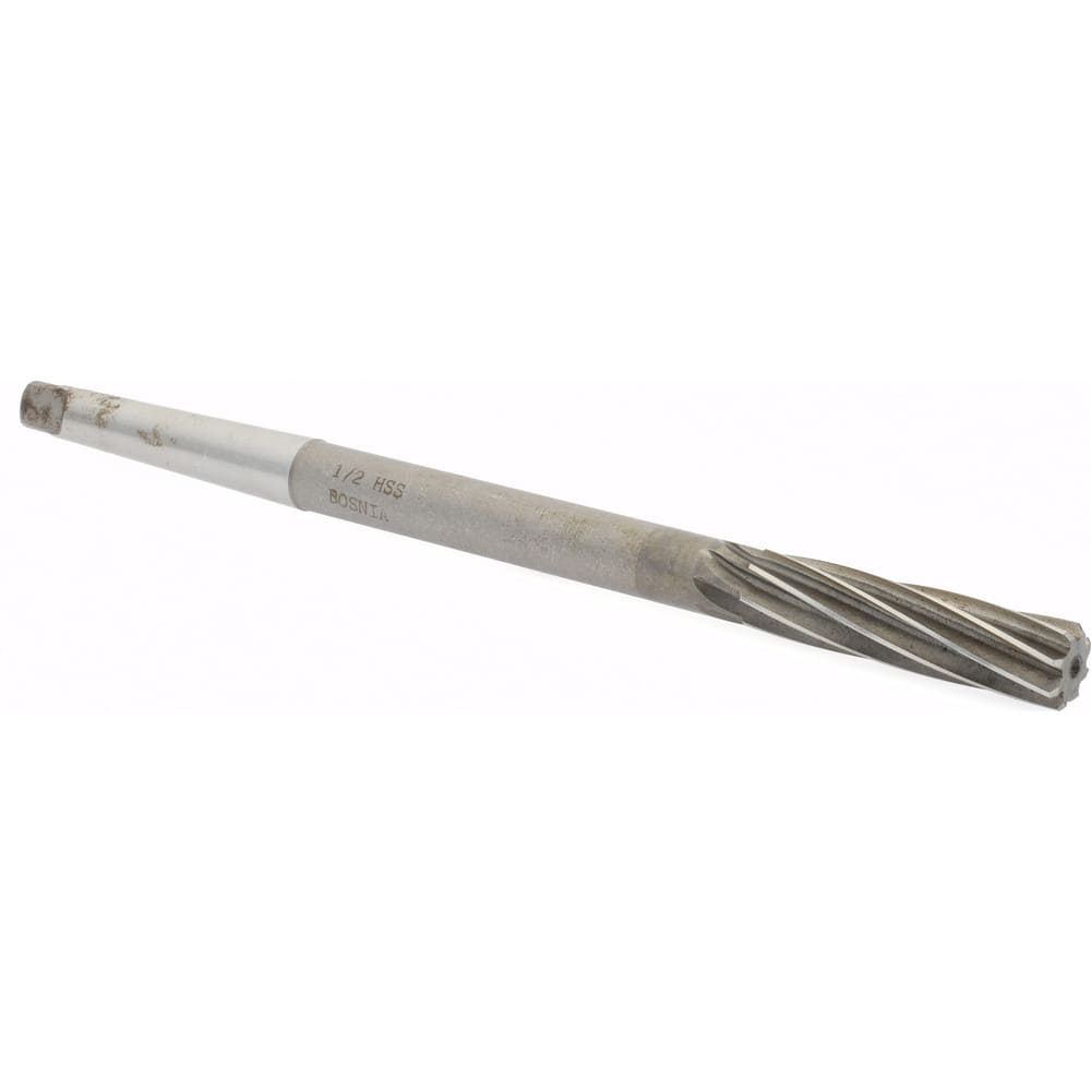 Chucking Reamer: 1/2″ Dia, 8″ OAL, 2″ Flute Length, Morse Taper Shank, High Speed Steel 6 Flute, RH