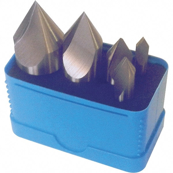 Interstate - 5 Piece, 1/4 to 1" Head Diam, 60° Included Angle, Single End Countersink Set - Makers Industrial Supply