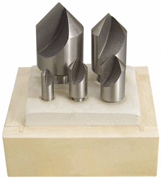 Keo - 5 Piece, 1/4 to 1" Head Diam, 60° Included Angle, Single End Countersink Set - Makers Industrial Supply