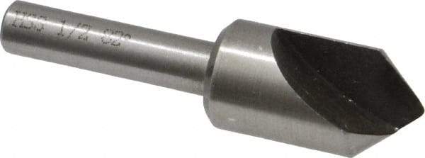 Interstate - 1/2" Head Diam, 1/4" Shank Diam, 1 Flute 82° High Speed Steel Countersink - Bright Finish, 2" OAL, Single End, Straight Shank, Right Hand Cut - Makers Industrial Supply