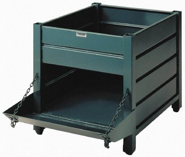 Steel King - 44" Long x 36" Wide x 24" High Steel Bin-Style Bulk Storage and Transport Container with 1 Gate - 4,000 Lb. Load Capacity - Makers Industrial Supply